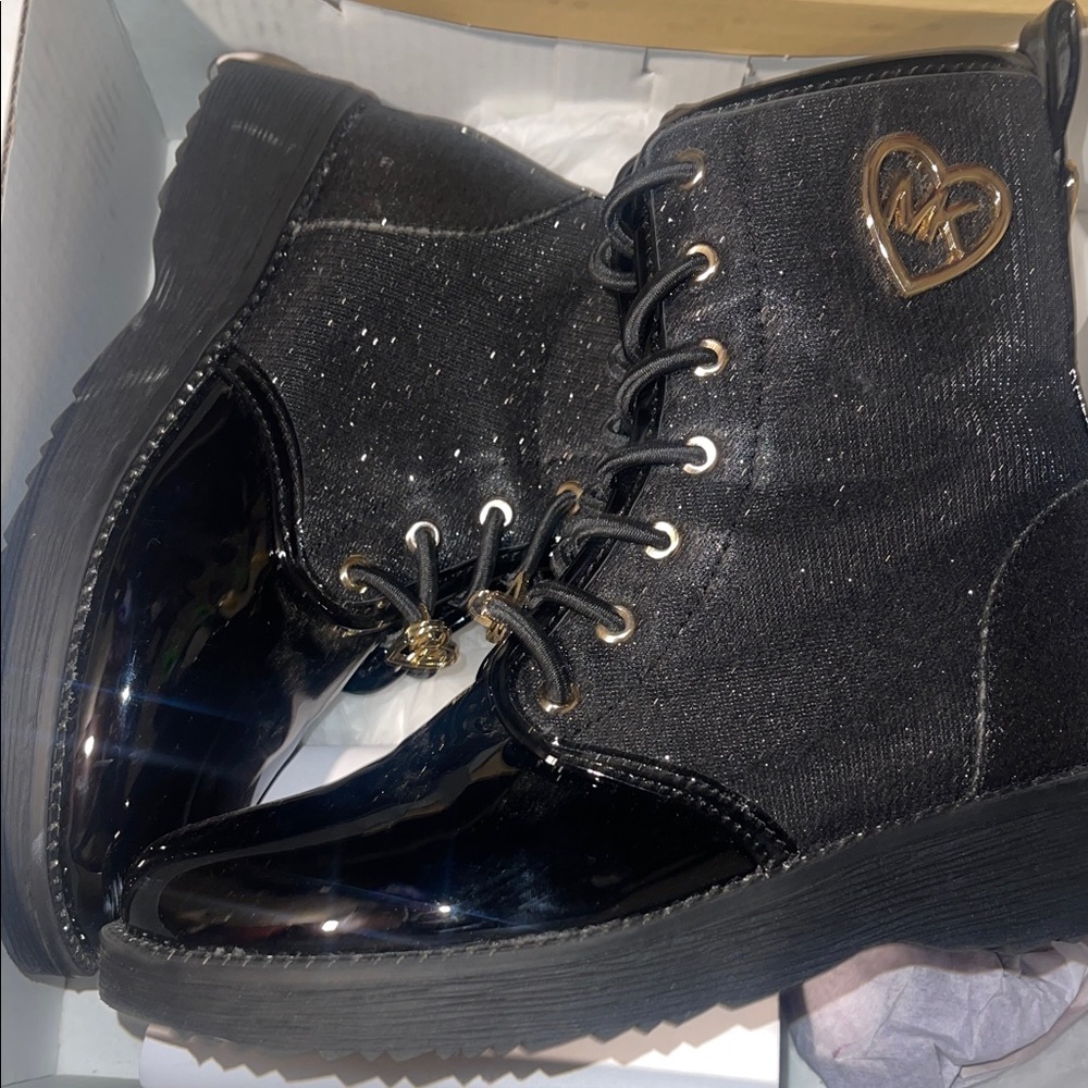 Michael Kors Black Sparkle Combat Boots Kids 13c